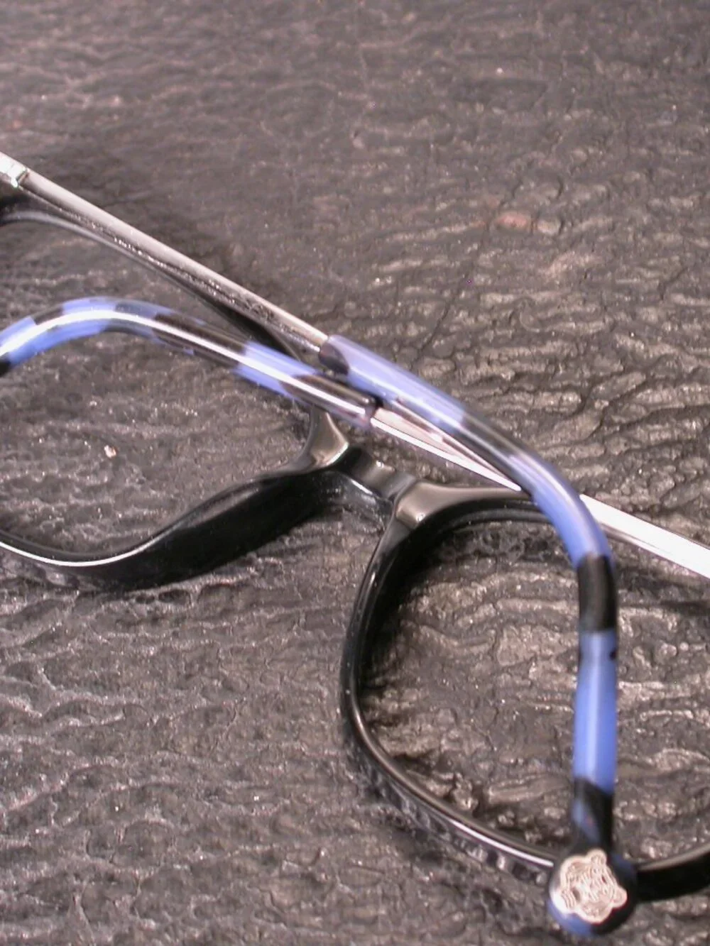 Kenzo Black and Blue Tortoise Stylish Eyeglasses Frames Made in France